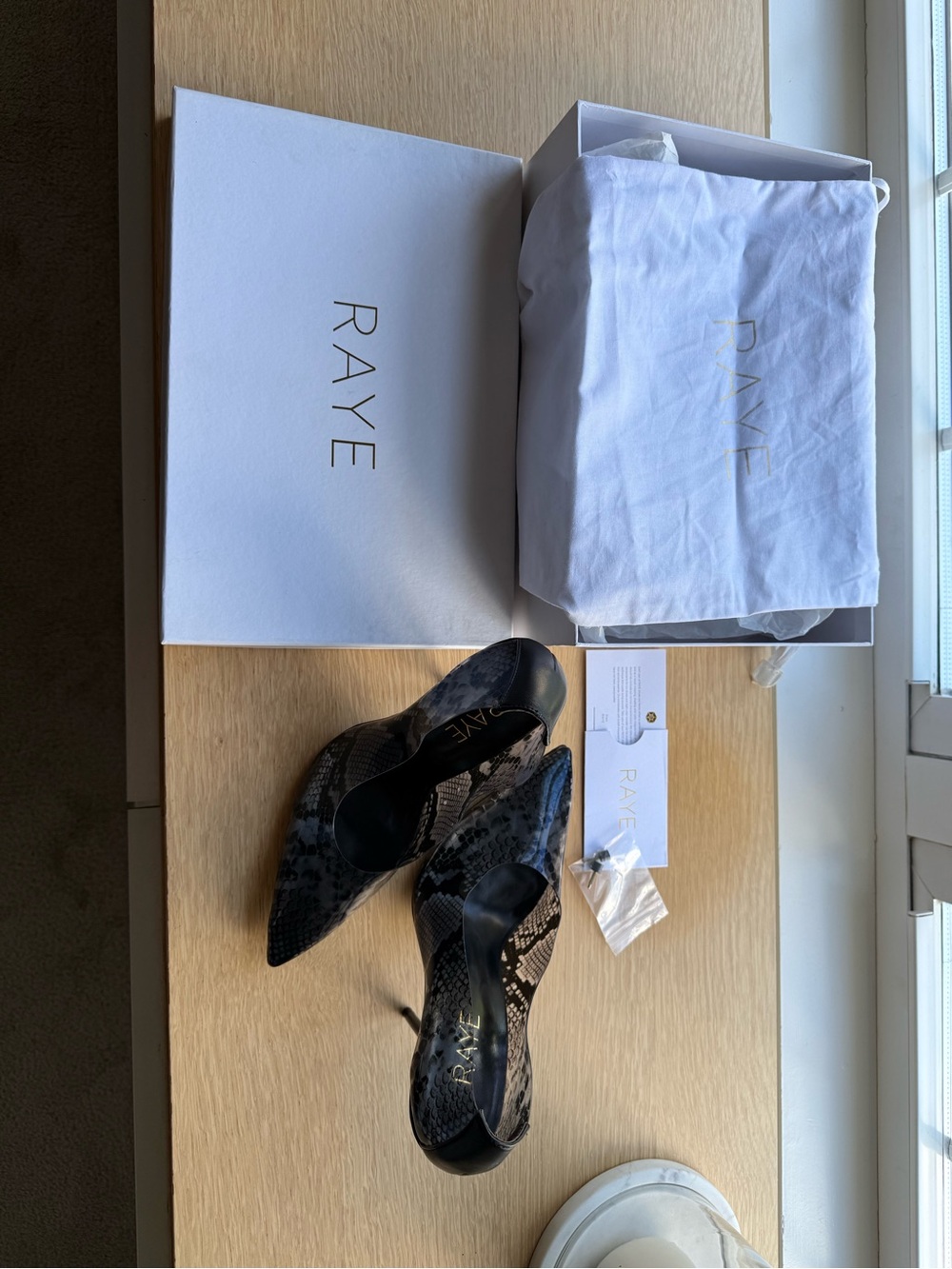 RAYE Black Snakeskin D'Orsay Pointed-Toe Pumps